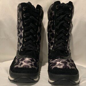 Coach Black & Gray Suede & Fabric High Top Snow Boots